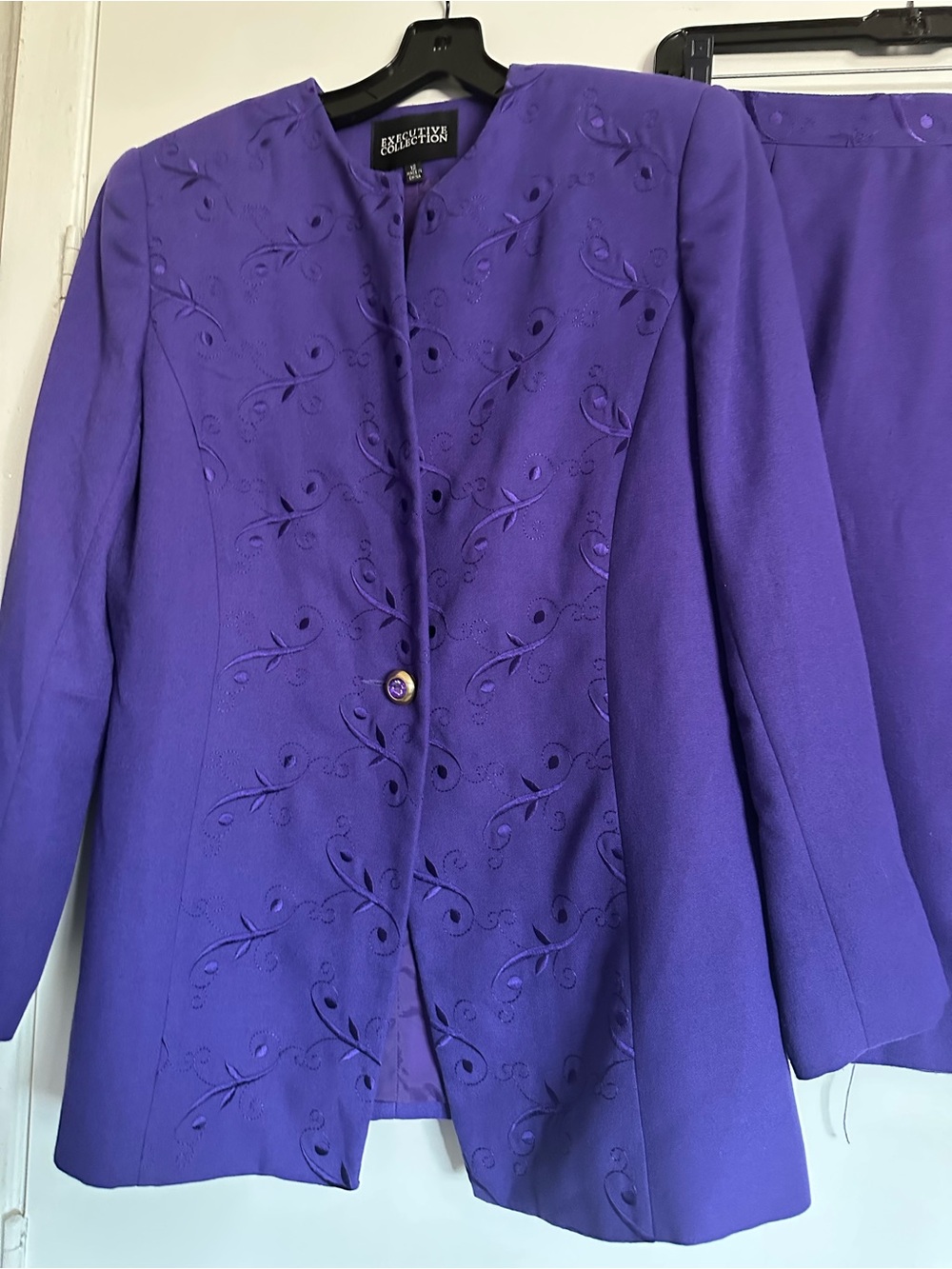 Executive Collection Purple Embroidered Womens Suit